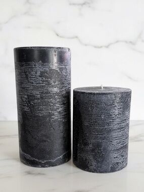 Set/2 Black Rustic Pillar Candles